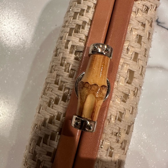 JMcLaughlin Woven Straw and Tan Leather Clutch - Picture 8 of 8